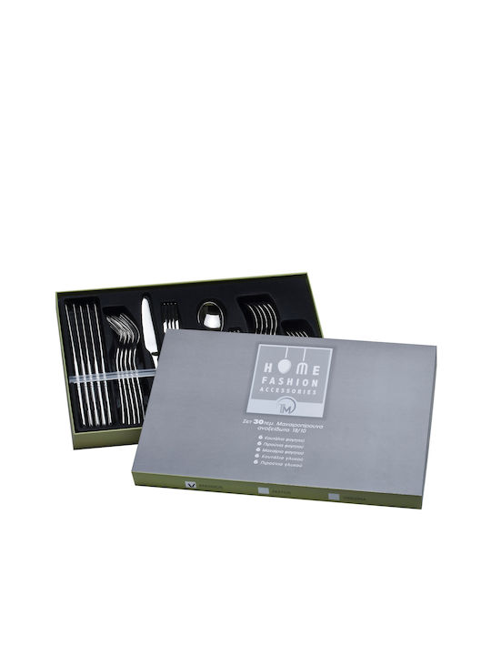 HFA 30-Piece Stainless Steel 18/10 Silver Cutlery Set Festos