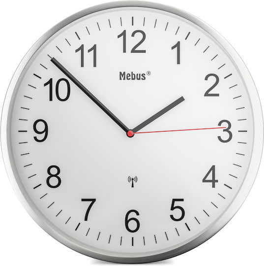 Mebus Wall Clock Metallic White Ø30cm