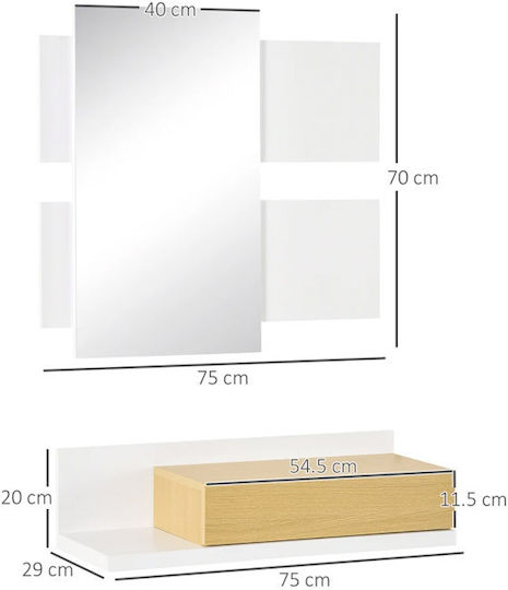 Hallway Furniture with Mirror 75x29x70cm