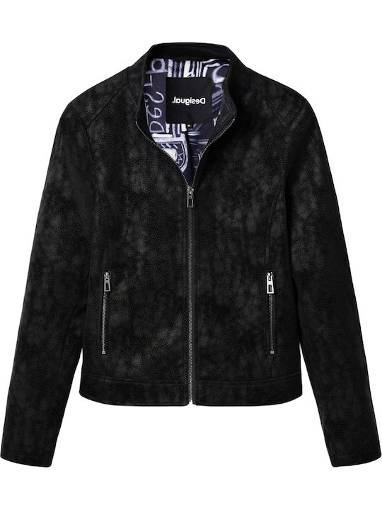 Detroit Γυναικείο Suede Biker Jacket Μαύρο