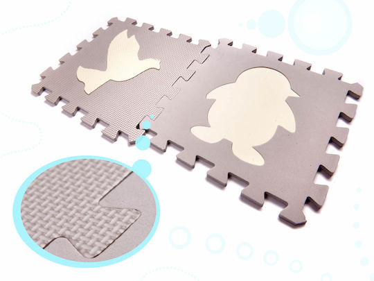 Interactive Foam Floor Puzzle with Animals Grey-Ecru 36pcs