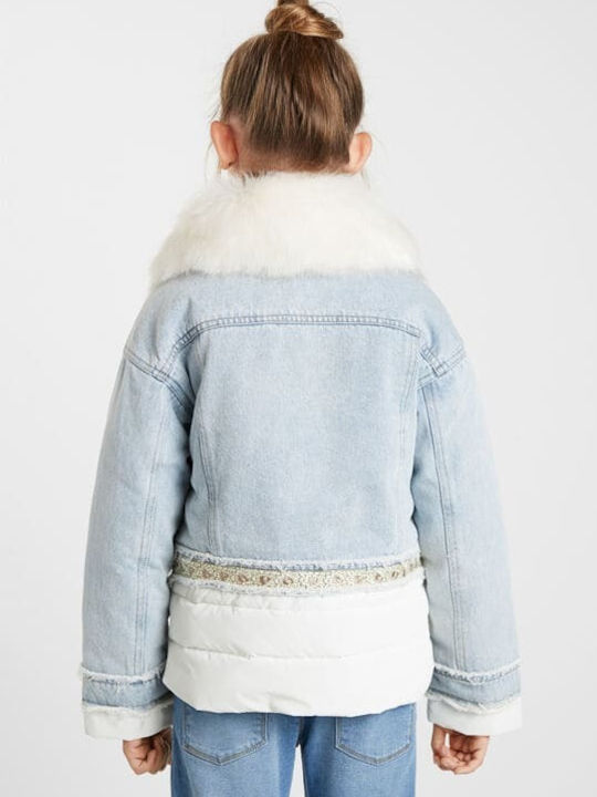 Kids' Denim Jacket Short with Lining Light Blue Nilo