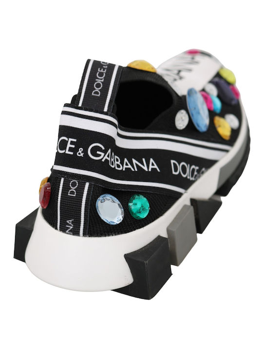 Dolce & Gabbana Multicolor Crystal Чуплив Маратонки Черно