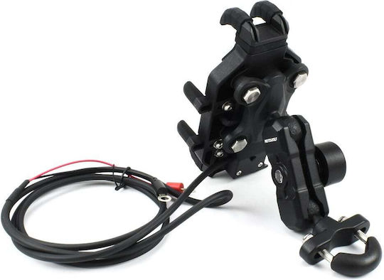 Motowolf Mount Phone Motorcycle with Adjustable Arm for Mirror with Charging System