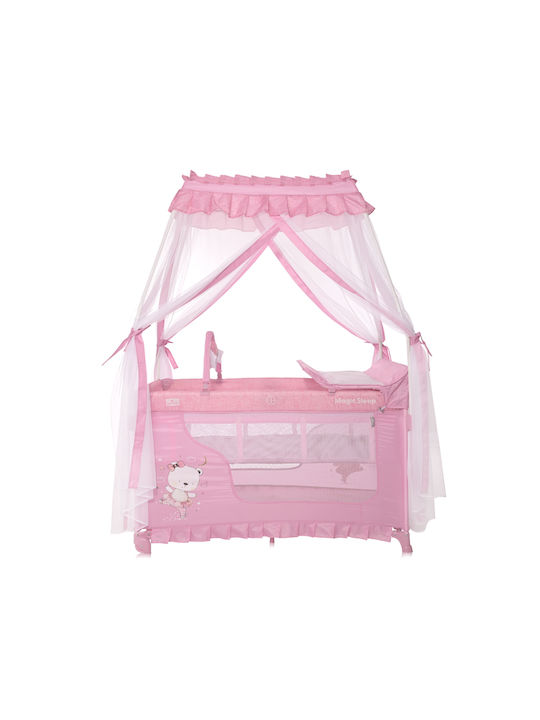 Lorelli Magic Sleep Playpen 2 Levels with Changing Table & Mattress Pink 172x68cm