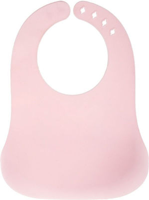 Stephen Joseph Bunny Waterproof Bib Silicone with Button & Pocket Pink