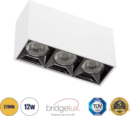 GloboStar Luminar Superior Dreifach LED Warmes Weiß Spot in Weiß Farbe