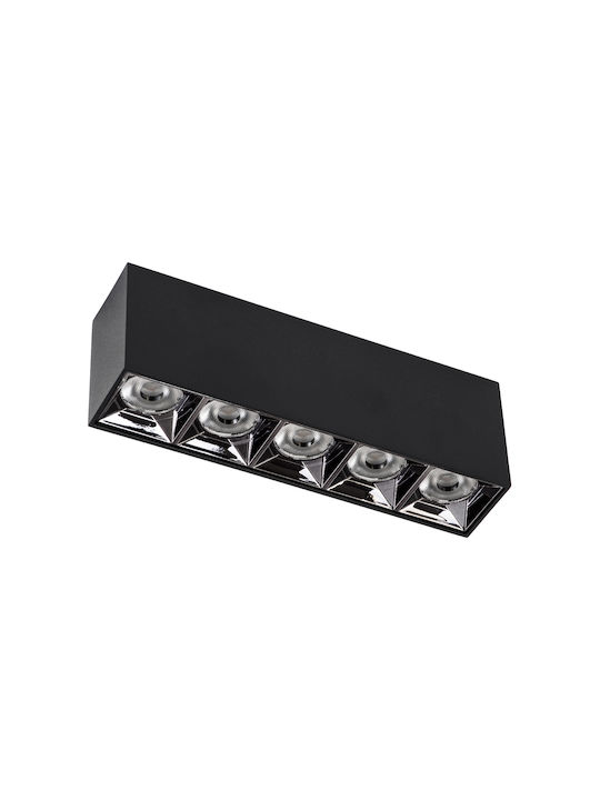 GloboStar Luminar Superior LED Alb Cald Spot cu 5 Lumini în Culoare Negru