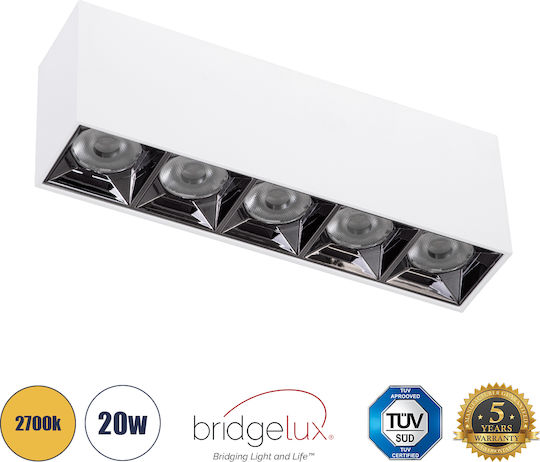 GloboStar Luminar Superior Spot cu 5 Lumini și cu Soclu GU10 în Culoare Alb