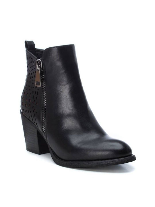 Xti Leather Women's Ankle Boots Black