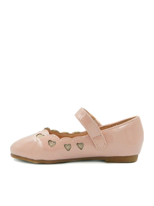 Παιδικές Μπαλαρίνες mit Bügel- und Schleifenverschluss Lackleder Rosa 998/117L