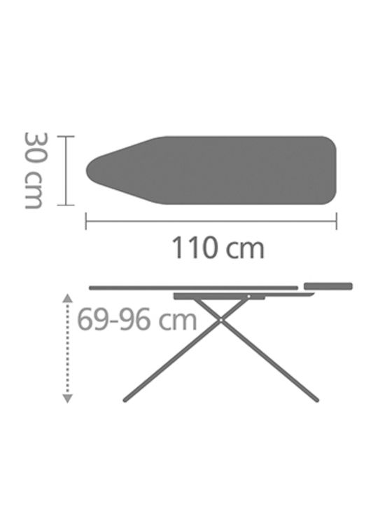 Brabantia Σιδερώστρα για Σίδερο Ατμού Σπαστή 110x30x96cm