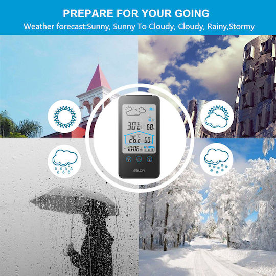 Baldr LCD Touch Screen Wireless Digital Weather Station Wall Mounted / Tabletop Black