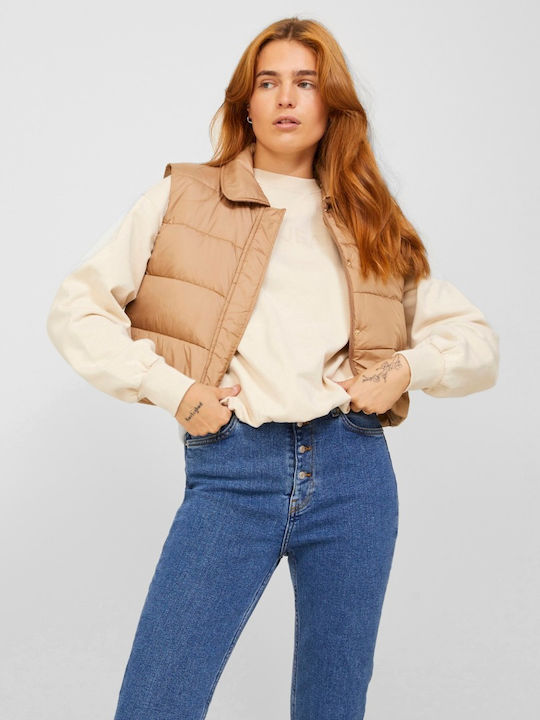 Kurz Damen Ärmellos Puffer Jacke für Winter Tigers Eye