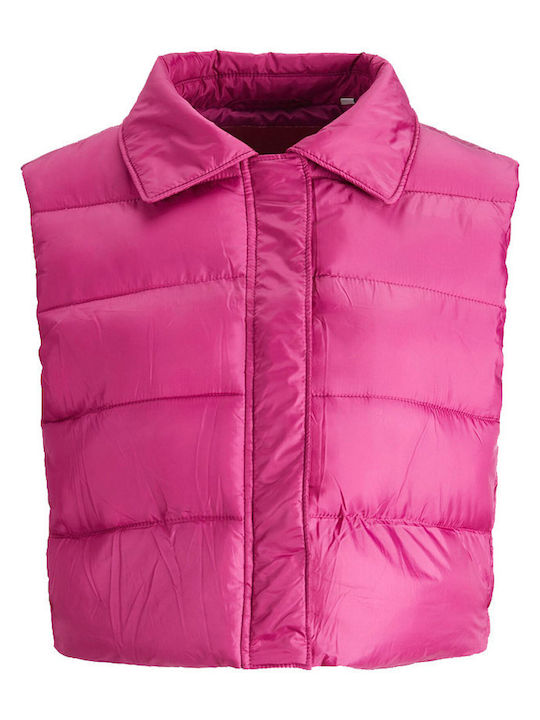 Scurtă Jachetă de femei Fără mâneci Puffer Fuchsia