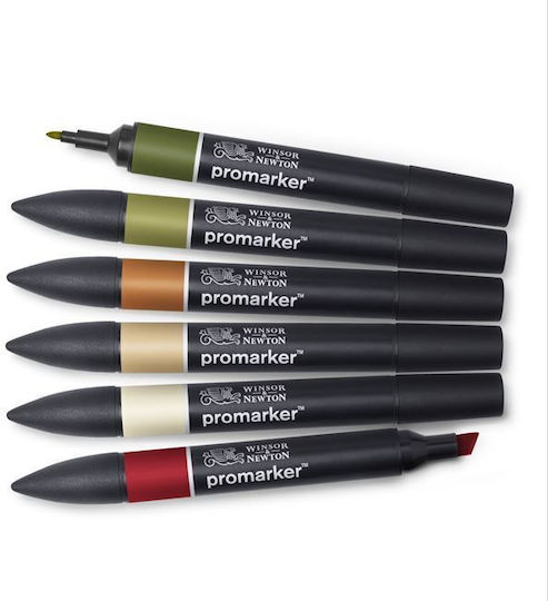 Winsor & Newton Μαρκαδόροι Σχεδίου Σετ 6τμχ