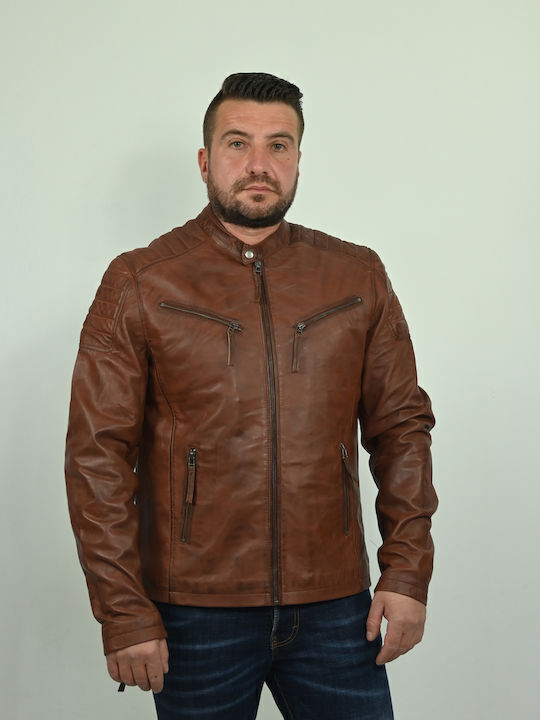 Men's Leather Jacket Paul - Koniak