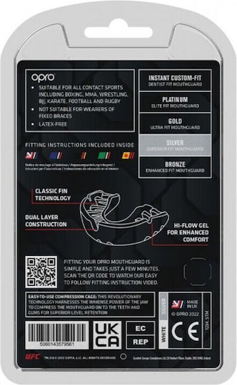 Opro UFC Silver Senior Protective Mouth Guard Silver OP149