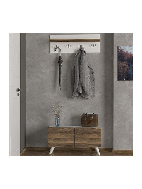 Lores Mobilier de Intrare cu Cuier & Dulap pentru Pantofi Alb / Nuc 80x31.3x41.5buc