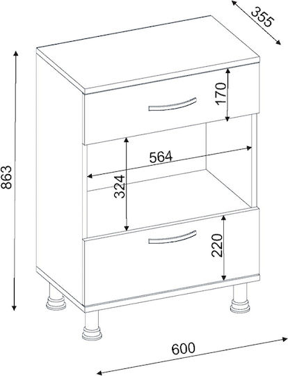 Kreger White 60x35.5x86.3Stück