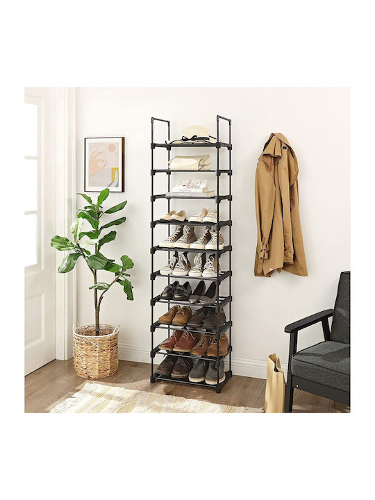 Πλαστική Παπουτσοθήκη με 10 Ράφια Black Μ45xΠ30xΥ174cm