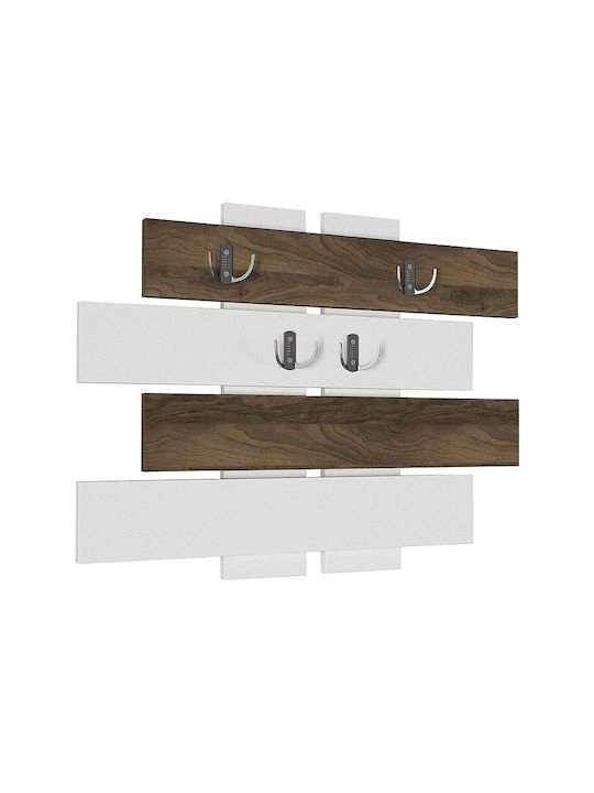 Megapap Wooden Wall Hanger with 8 Slots White - Karydi 80x5x60cm 1pc
