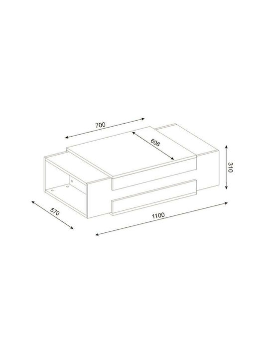 Rechteckiger Zentral Kaffeetisch Nora Holz Braun M110xL60.6xH31cm GP042-0069 1