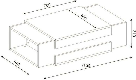 Rechteckiger Zentral Kaffeetisch Nora Holz Braun M110xL60.6xH31cm GP042-0069 1