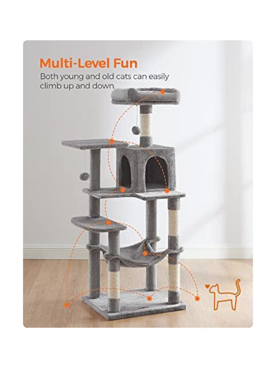 Feandrea Scratching Post Cat Trees Gray 5 levels 55x45x143cm