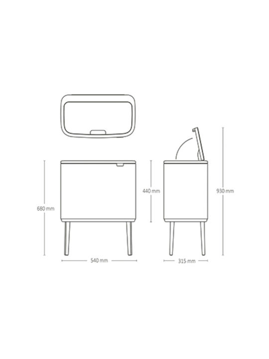 Brabantia Bo Waste Bin 34lt Matt Black