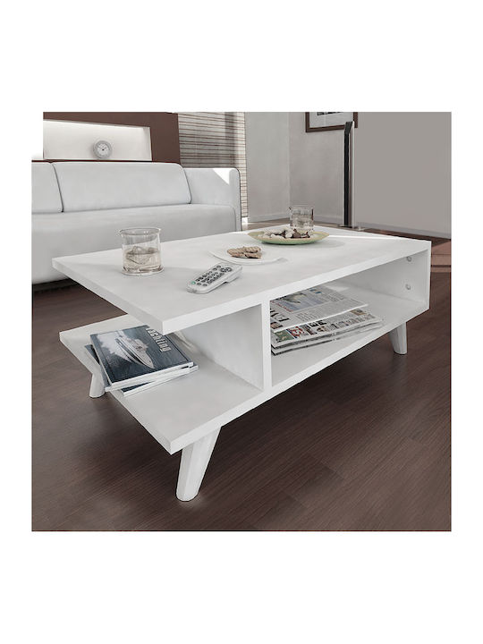 Rectangular Coffee Table Titus Wooden White L80xW45xH30cm.