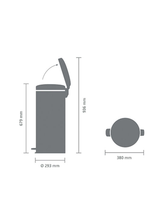 Brabantia NewIcon Metal Pedal Waste Bin 30lt Black
