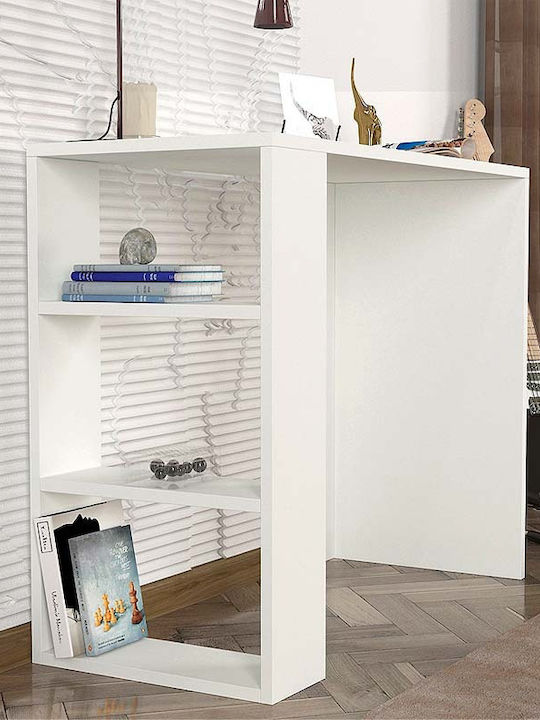 Desk Netenia Wooden with Bookshelf White 90x40x74cm