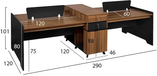 Επαγγελματικό Γραφείο με Βιβλιοθήκη 284x120x120εκ. Καφέ Επαγγελματικό Γραφείο με Βιβλιοθήκη 284x120x120εκ. Καφέ