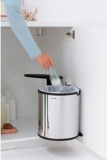 Brabantia Κάδος Απορριμμάτων για Ντουλάπι από Ανοξείδωτο Ατσάλι Brilliant Steel 15lt