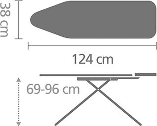 Brabantia Bubbles Ironing Board for Steam Iron Foldable 124x38x96cm