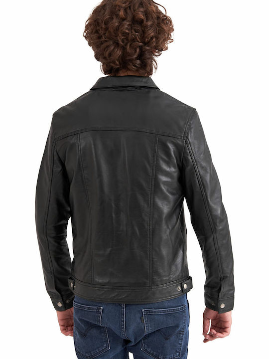 Vainas Foxtrot Men's Winter Leather Jacket Black