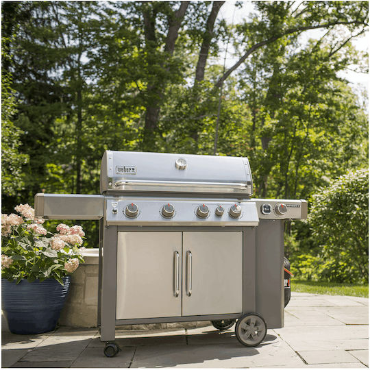 Weber Genesis II SP-435 Газово Барбекю Чугунена Решетка 86брx48брсм. с 4 бр 14.07кВт и Страничен Нагревател