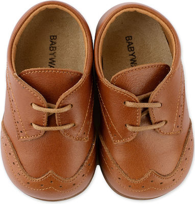 Babywalker Brogues Βαπτιστικά Δερμάτινα Oxfords Αγκαλιάς Ταμπά-Καμηλό