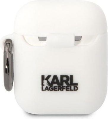 Karl Lagerfeld Choupette Head 3D Θήκη Σιλικόνης με Γάντζο σε Λευκό χρώμα για Apple AirPods