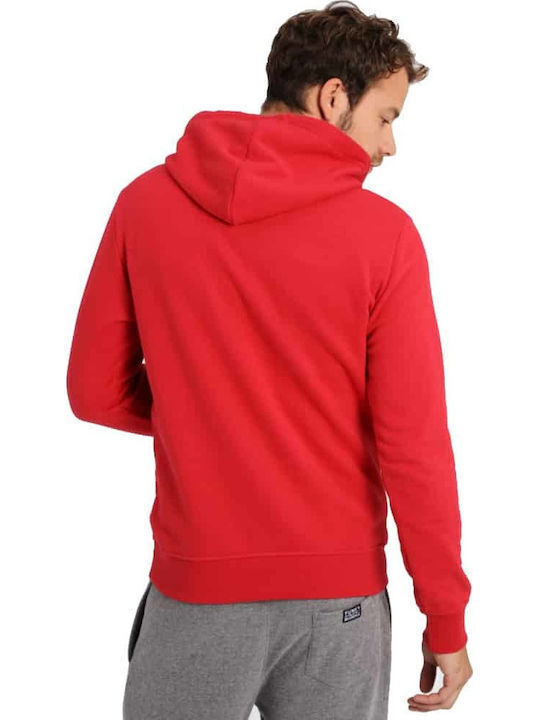 Funky Buddha Herren Sweatshirt mit Kapuze und Taschen Rot