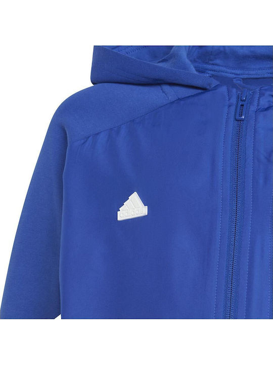 Sportlich Kinderstrickjacke mit Kapuze Blau