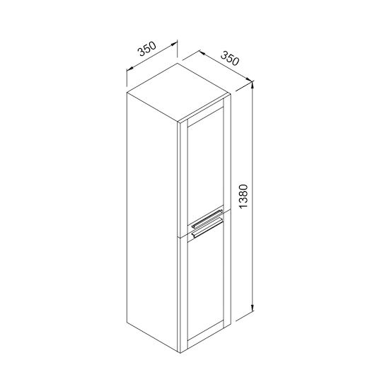 Martin Laguna 35 Wall Hung Cabinet Matte Lacquer Bathroom Column Cabinet L35xD35xH138cm Gray