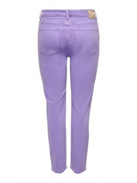 Only Emily High Waist Women's Jean Trousers in Slim Fit Paisley Purple