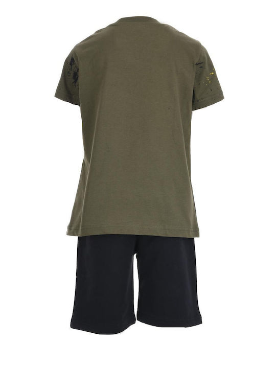 Hashtag Kids Set with Shorts Summer 2pcs Khaki