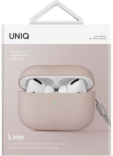 Uniq Lino Hülle Silikon mit Haken in Rosa Farbe für Apple AirPods Pro
