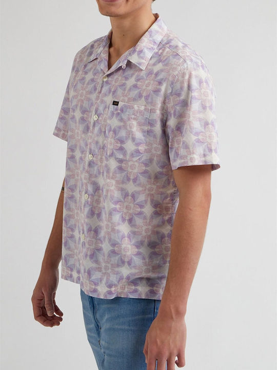 Lee Men's Shirt Short Sleeve Cotton Floral Lilacc