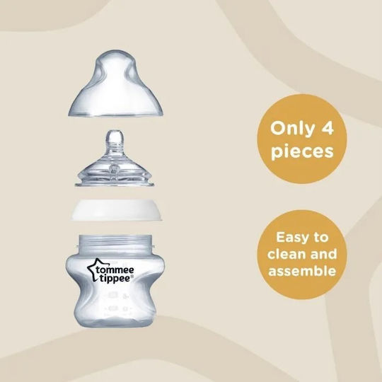 Tommee Tippee Πλαστικό Μπιμπερό Closer To Nature με Θηλή Σιλικόνης για 0+ μηνών Διάφανο 260ml 2τμχ