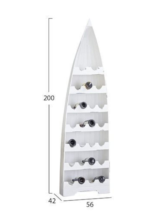 HomeMarkt Freistehend Flaschenhalter Hölzernes für 25 Flaschen Weiß 56x42x200εκ.