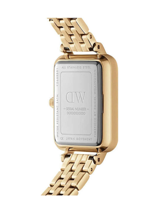 Daniel Wellington Quadro Lumine Women's Watch with Gold Metal Bracelet
